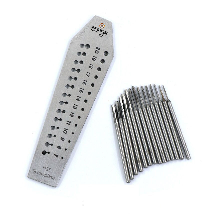 Surya HSS Screw Plate and Tap Set for Gold and Silver Jewelry Threading