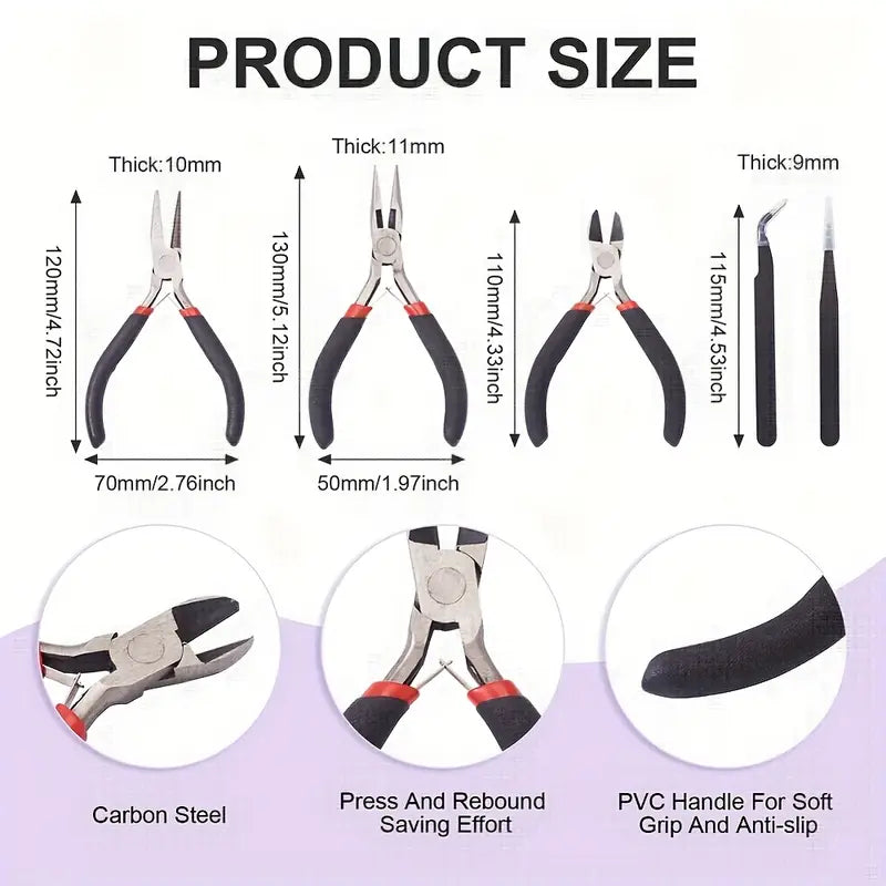 5-piece jewelry set with close-up of handles and tips.