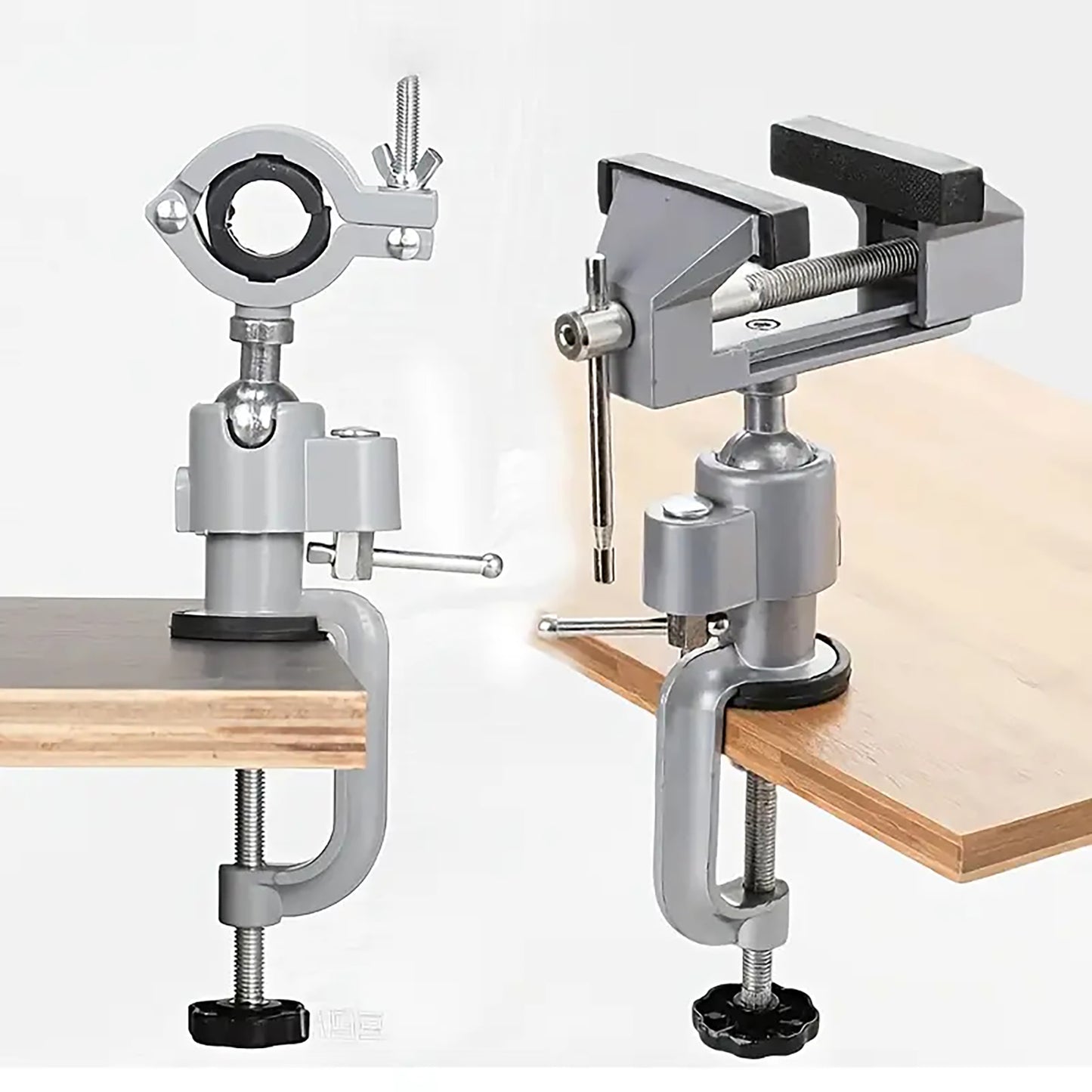 Two metal clamps on a white background