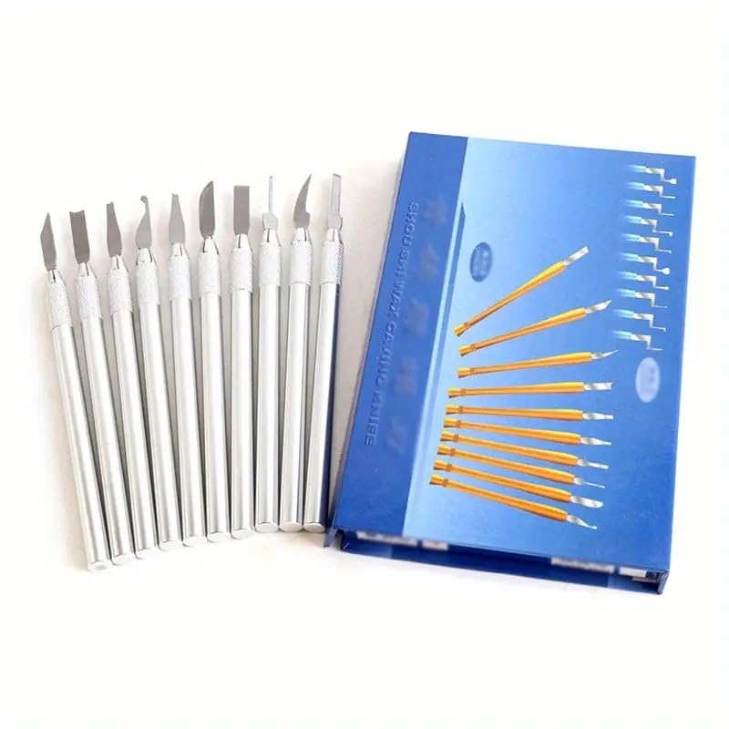 Complete 10-piece carving knife set with packaging box.