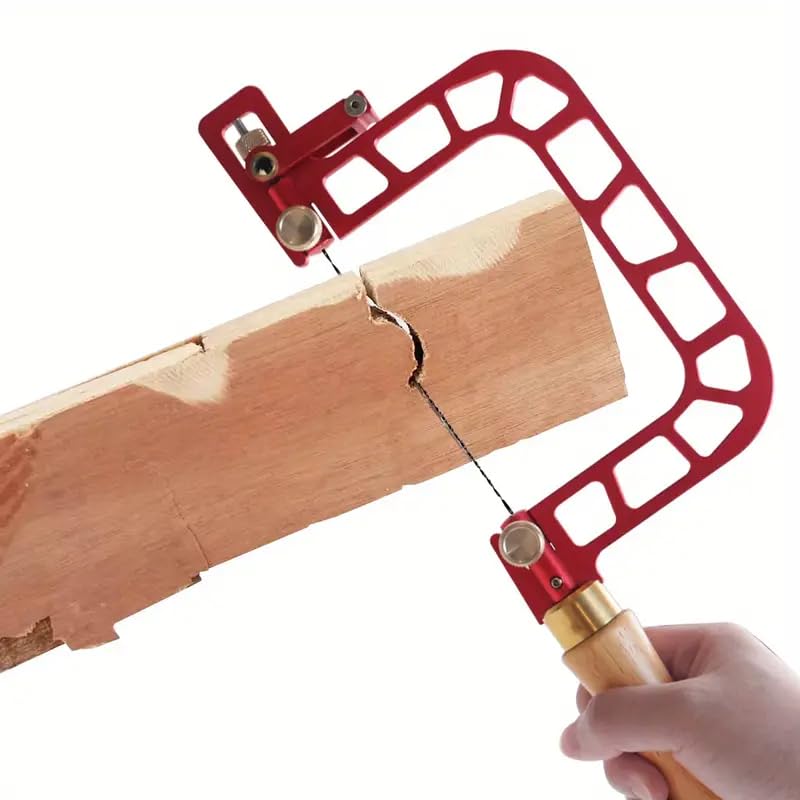 Hand saw cutting wooden block for jewelry and craft applications