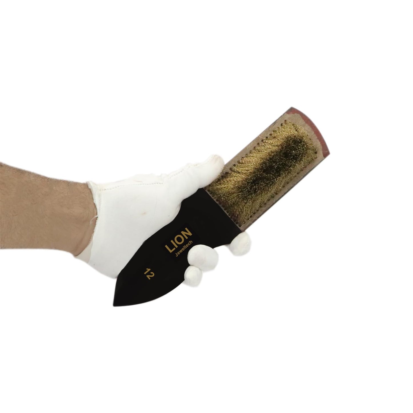 Medium-size brass wire brush with 12 line bristles for detailed cleaning