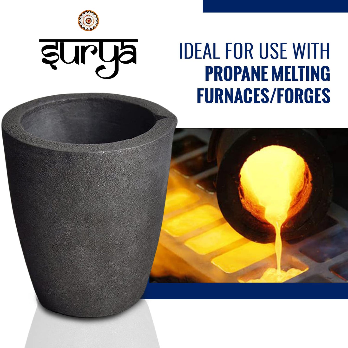 Surya Set of 6 Small Casting Clay Graphite Crucible for Gold Silver Copper Brass Aluminum Melting Surya Set of Small Casting Clay Graphite Crucible (6-Size)-50Gm to 1000Gm All Metal Purpose