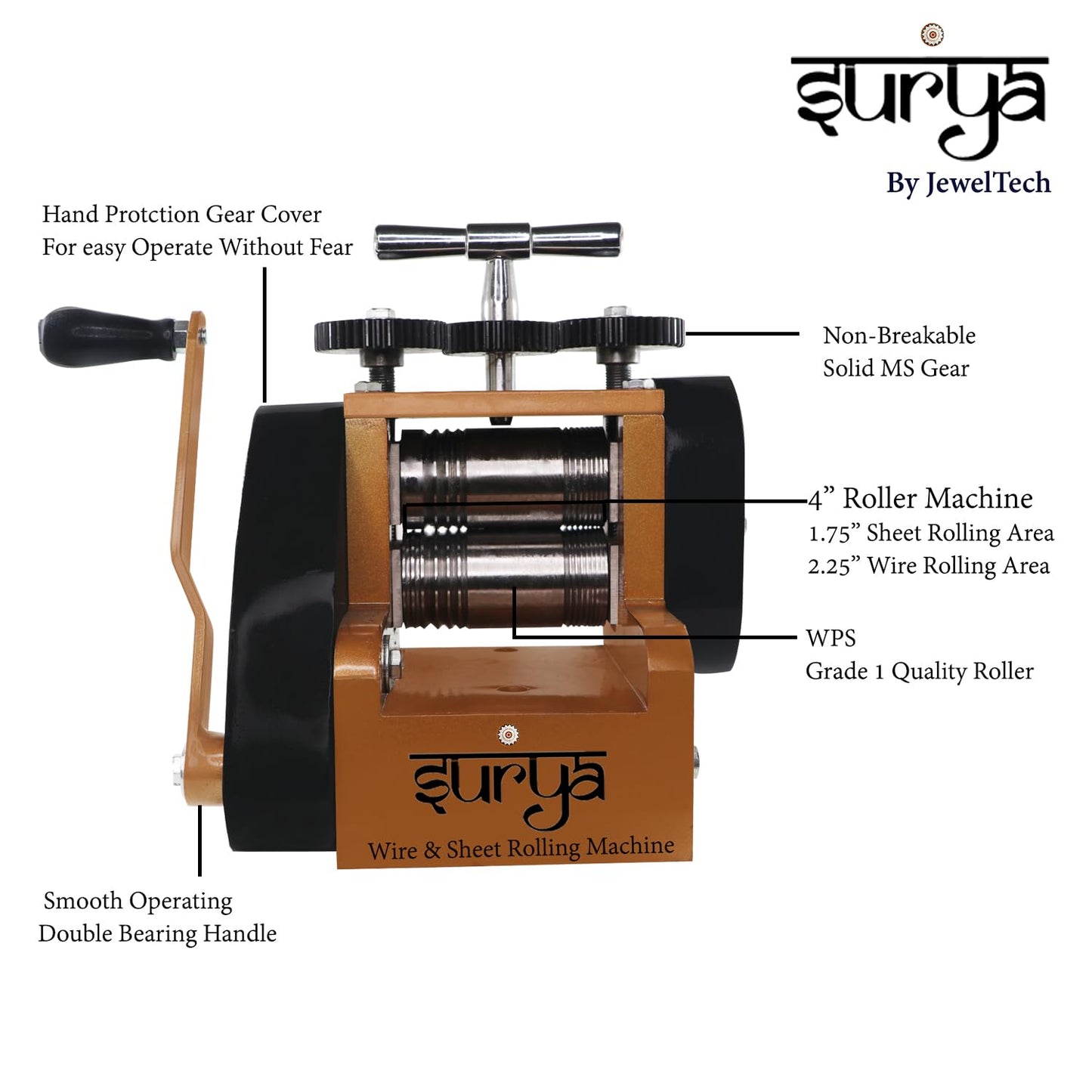 Surya wire and sheet roller with WPS grade roller for goldsmiths