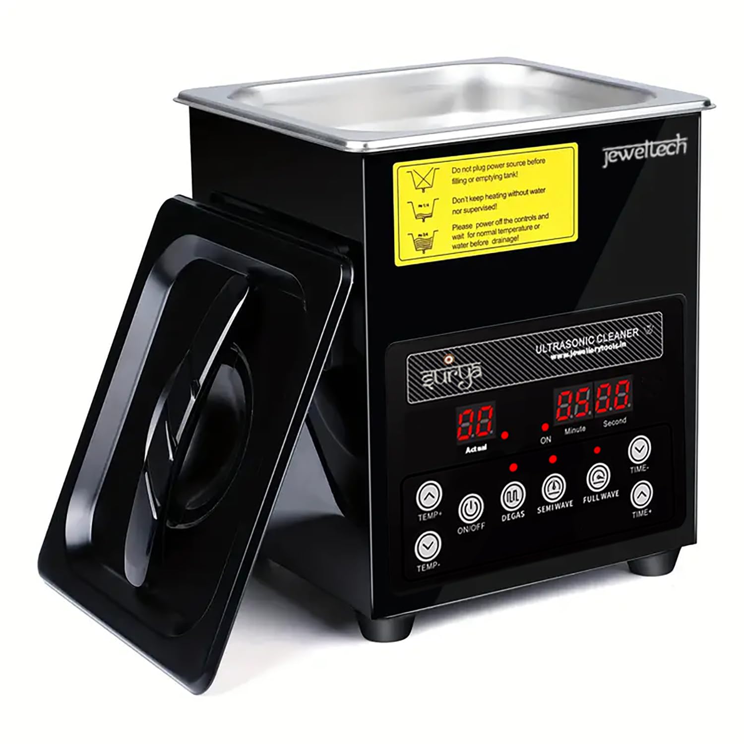 Jeweltech Ultrasonic Machine 2L Cleaner with Auto Degas and Semi Waves Feature, Digital Timer and Heater, Professional 42kHz Retainer Denture