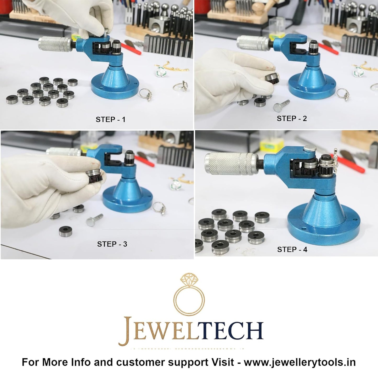 Step-by-step ring resizing tool demonstration for jewelers