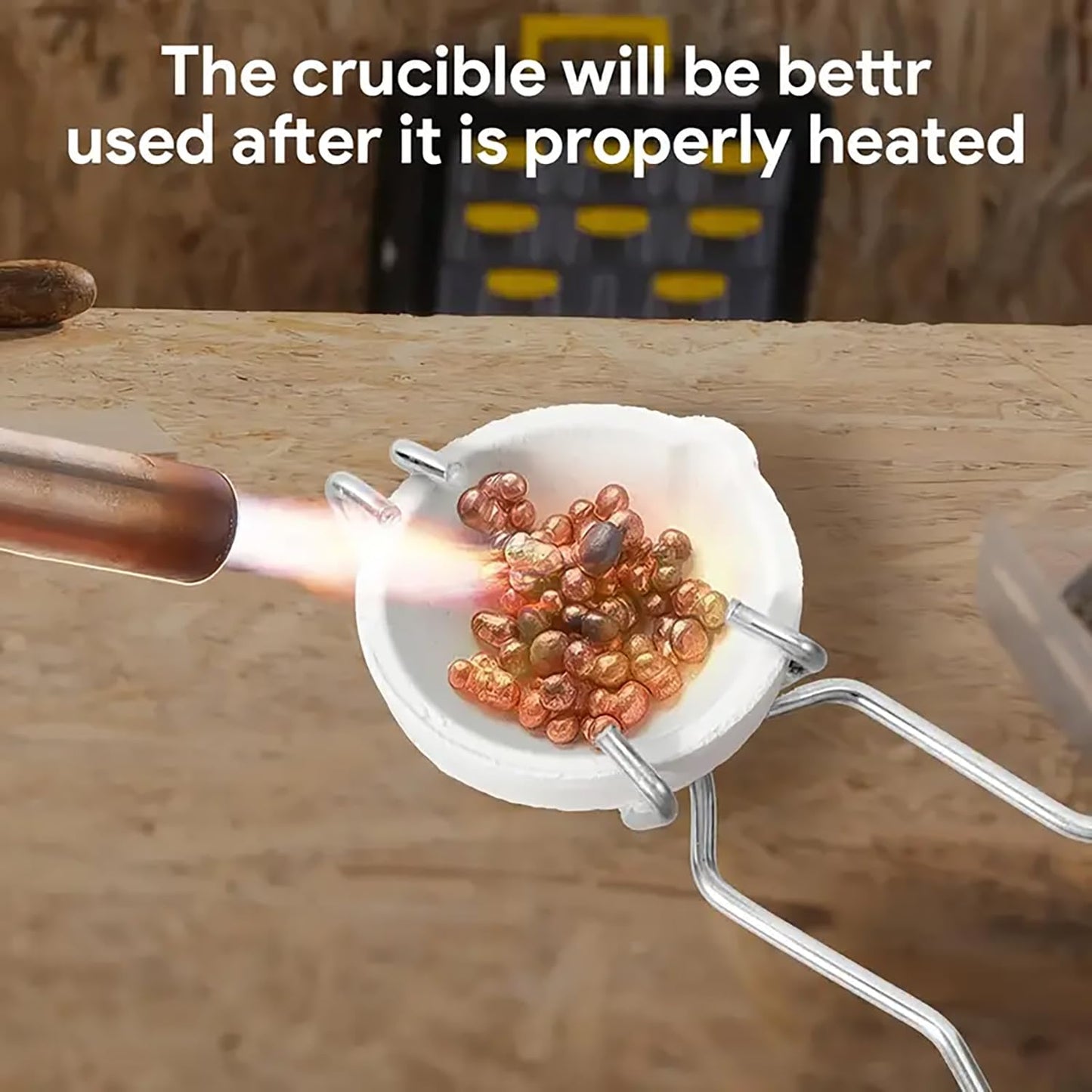 High heat resistant ceramic bowl with torch flame for gold melting