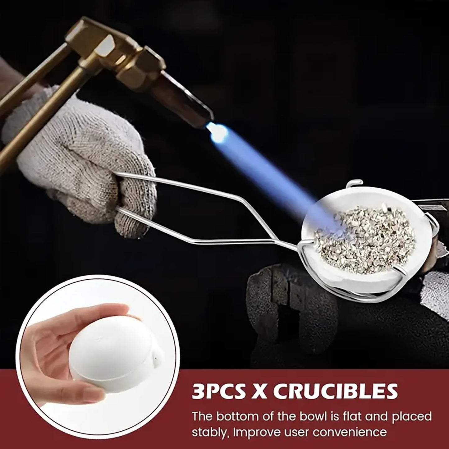 Jeweltech Crucible with Tongs for High-Temperature Metal Melting