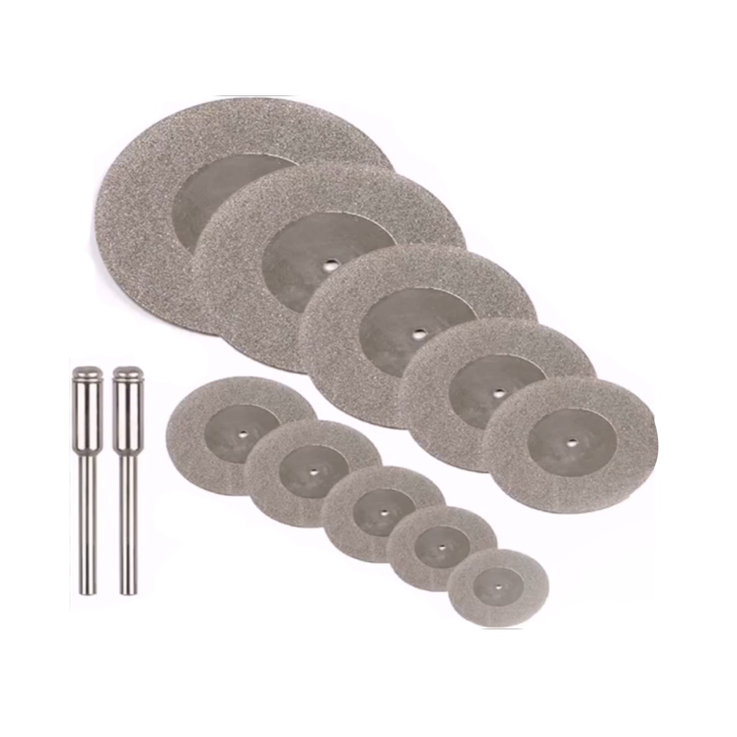 Diamond cutting wheel set with 10 discs and 2 mandrels