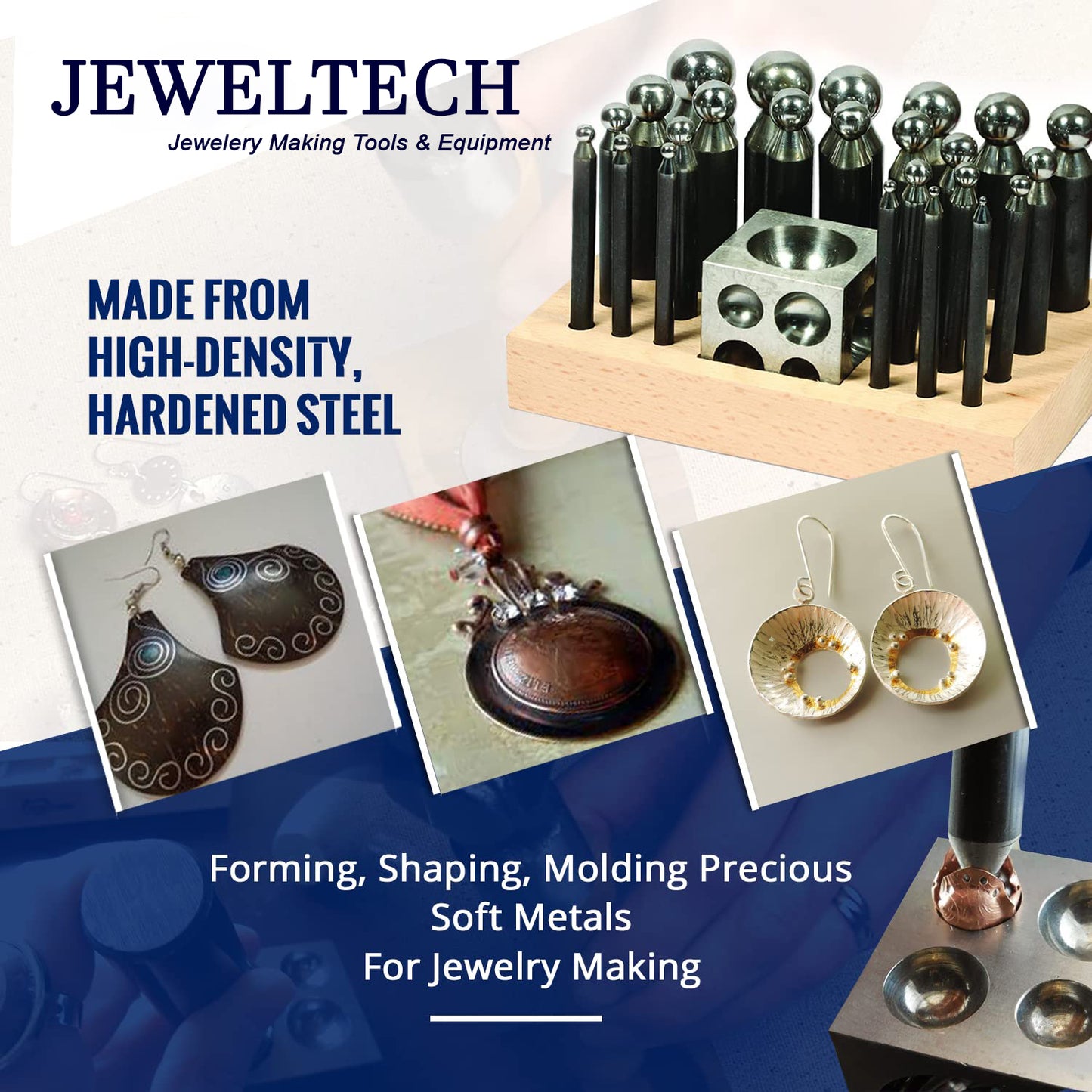 Doming punch tools ideal for ring making, coin forming, and metal embossing