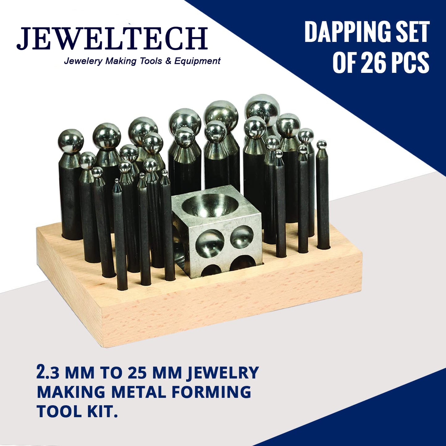 Doming block and punches used for gold, silver, and copper shaping