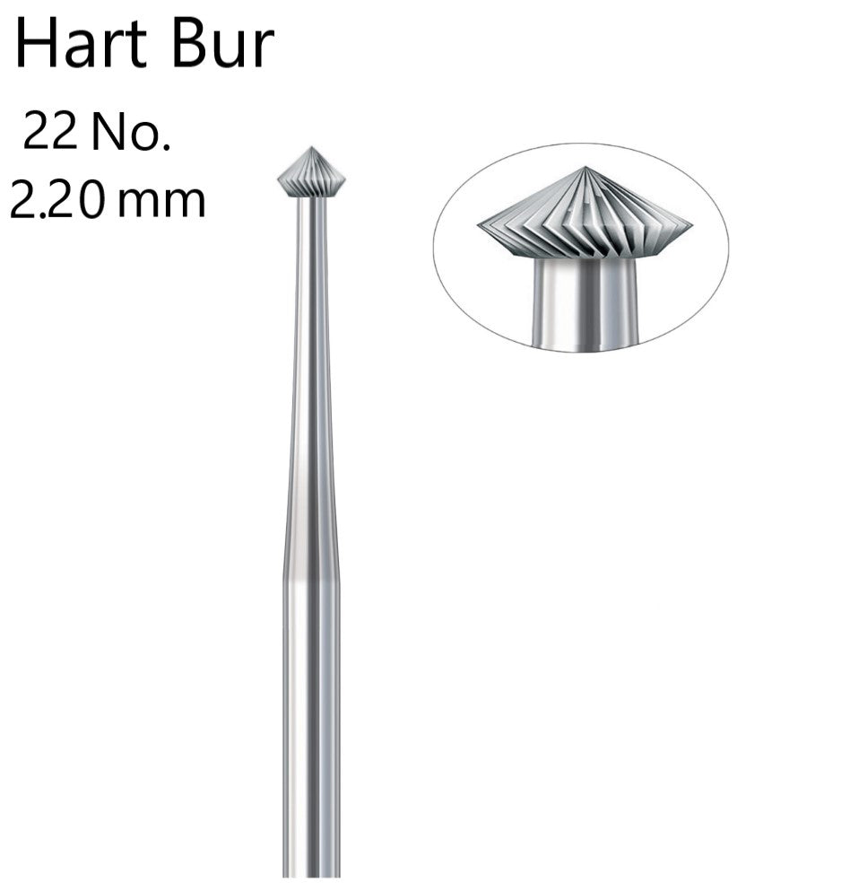 Jeweltech Hart Bur 22 No. 2.20mm precision cutting tool for jewelry stone setting and metal carving