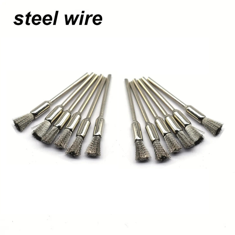 Reusable T-bristle brush heads for precision cleaning in jewelry making
