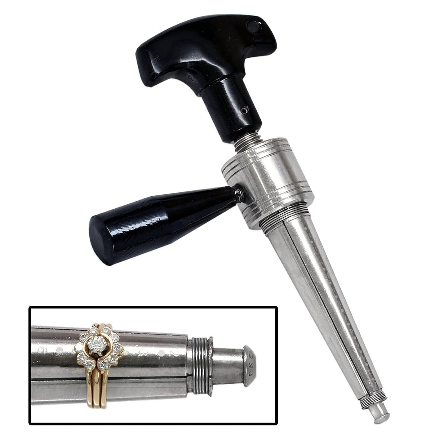 JewelTech ring stretcher with side handle for smooth resizing operation