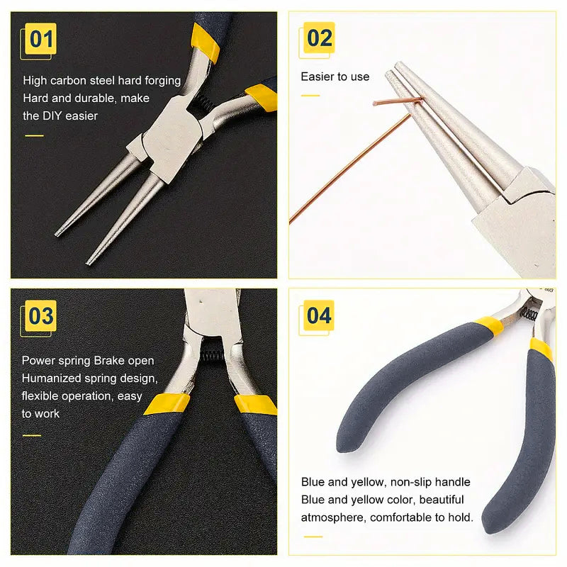 2pcs Steel Nose Round Pliers Set for Jewelry Making