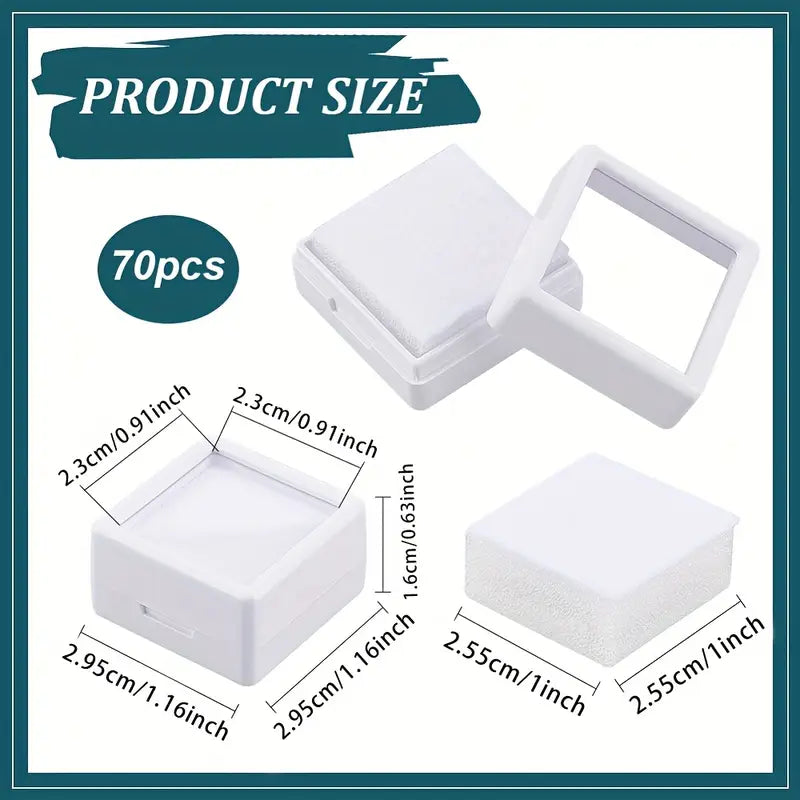 White plastic boxes for beads, gemstones, and coins