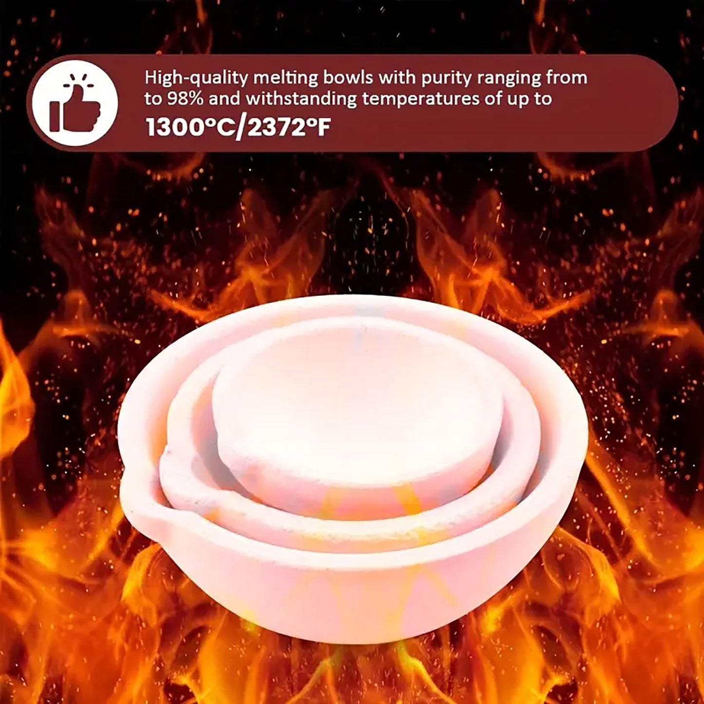 Jeweltech Ceramic Crucible Bowl for Metal Melting 100gm Capacity – High-Temperature Heat Resistant Melting Dish for Gold, Silver, Copper, Brass & Jewelry Casting (Pack of 6)