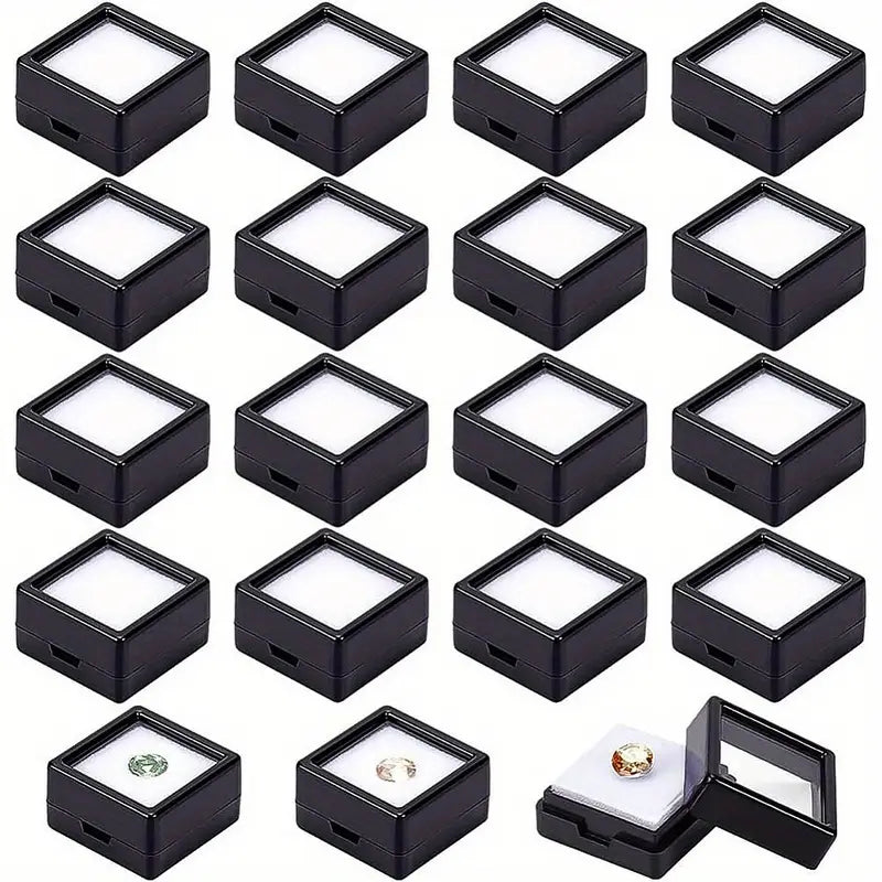 Jeweltech gemstone display boxes set of 36 black plastic
