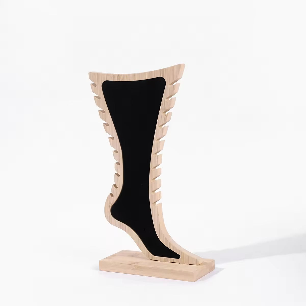 Jeweltech Black Bamboo Necklace Display Stand, Leg-Shaped Design with Notches for Multiple Necklaces, Jewelry Showcase for Shop and Home Use