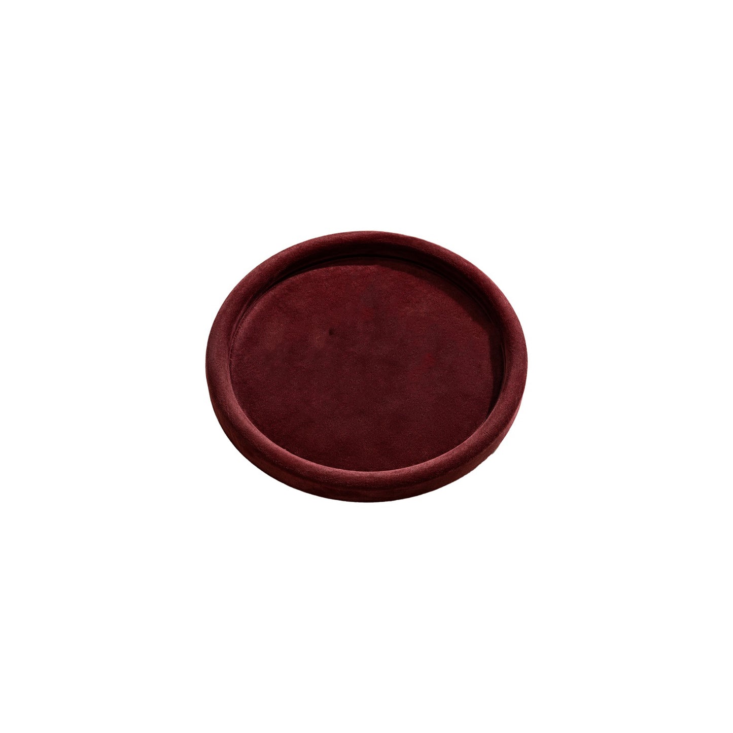 Jeweltech Round Burgundy Velvet Jewelry Tray, Catch-All Organizer for Rings, Bracelets and Necklaces, Decorative Jewelry Dish for Dressing Table and Bedside