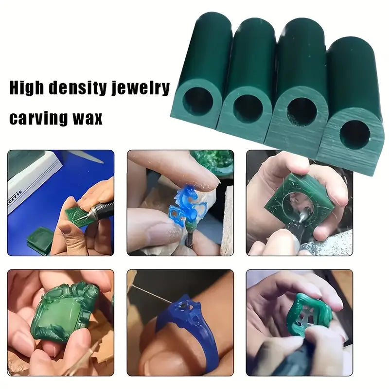 Green hardness wax tubes for ring carving and jewelry modeling – high-density wax blocks