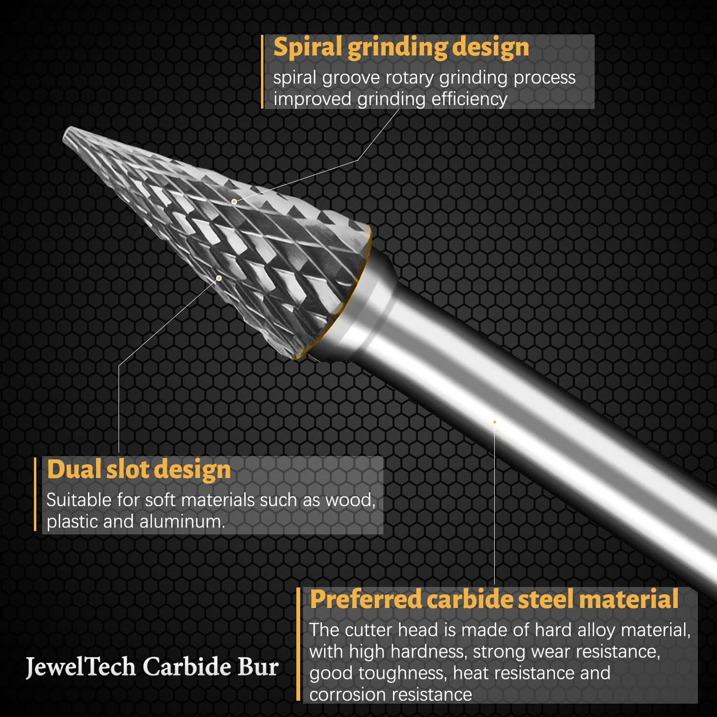 JewelTech assorted carbide bur set for precision rotary engraving and carving tasks