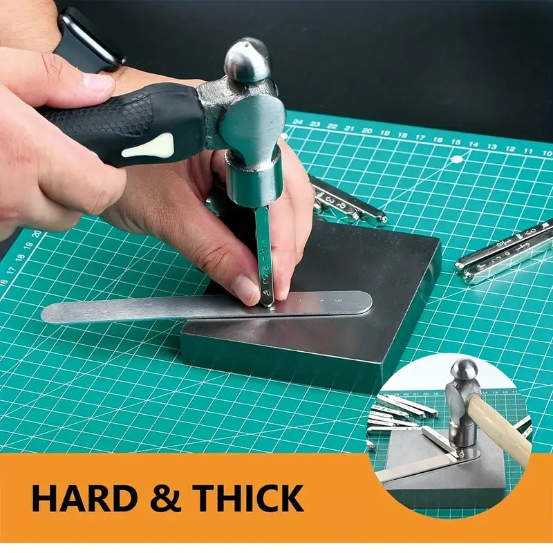 Jewelry tools guide showing stamping block applications