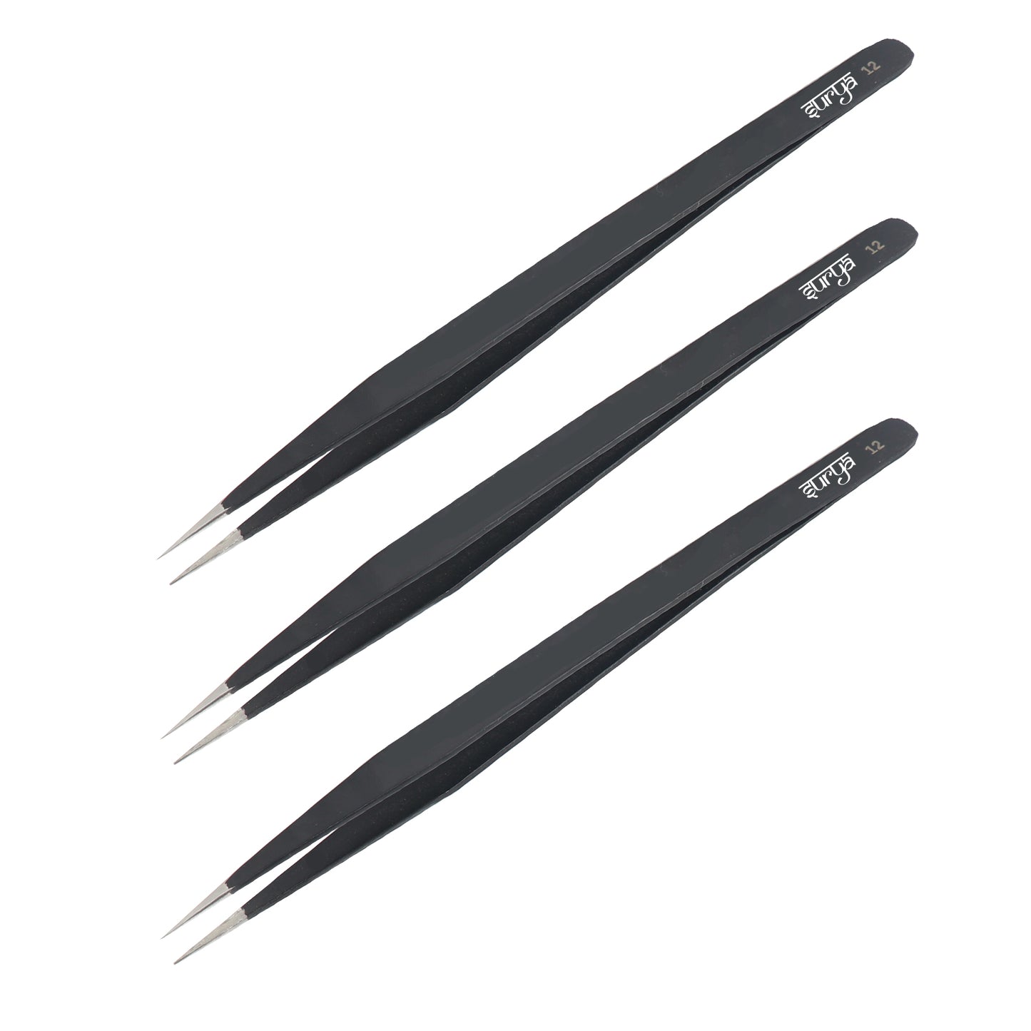 Surya black tweezer set trusted by watchmakers, repair technicians, and artisans
