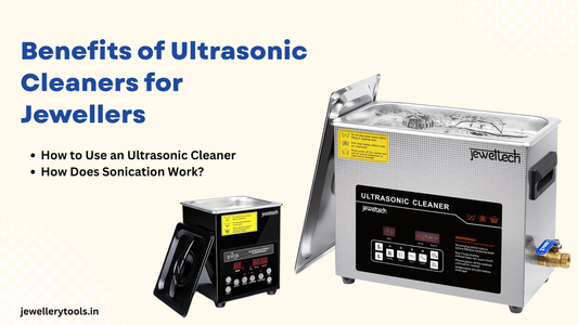 Jeweltech ultrasonic cleaners for jewellers – compact and large models. Banner highlighting benefits of ultrasonic cleaners, how to use, and how sonication works