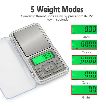 High-precision pocket scale with 0.01g readability for gold and gemstone measurements
