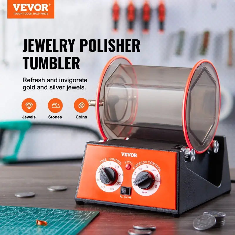 Jeweltech Rotary Tumbler for Jewelry, Stones, and Coins