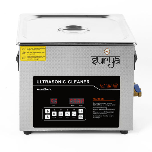 Surya 30L Ultrasonic Cleaner Machine with Digital Timer, Adjustable Heater, Degas Function & Drain Valve | Heavy-Duty Industrial, Automotive, Jewelry, and Medical Cleaning