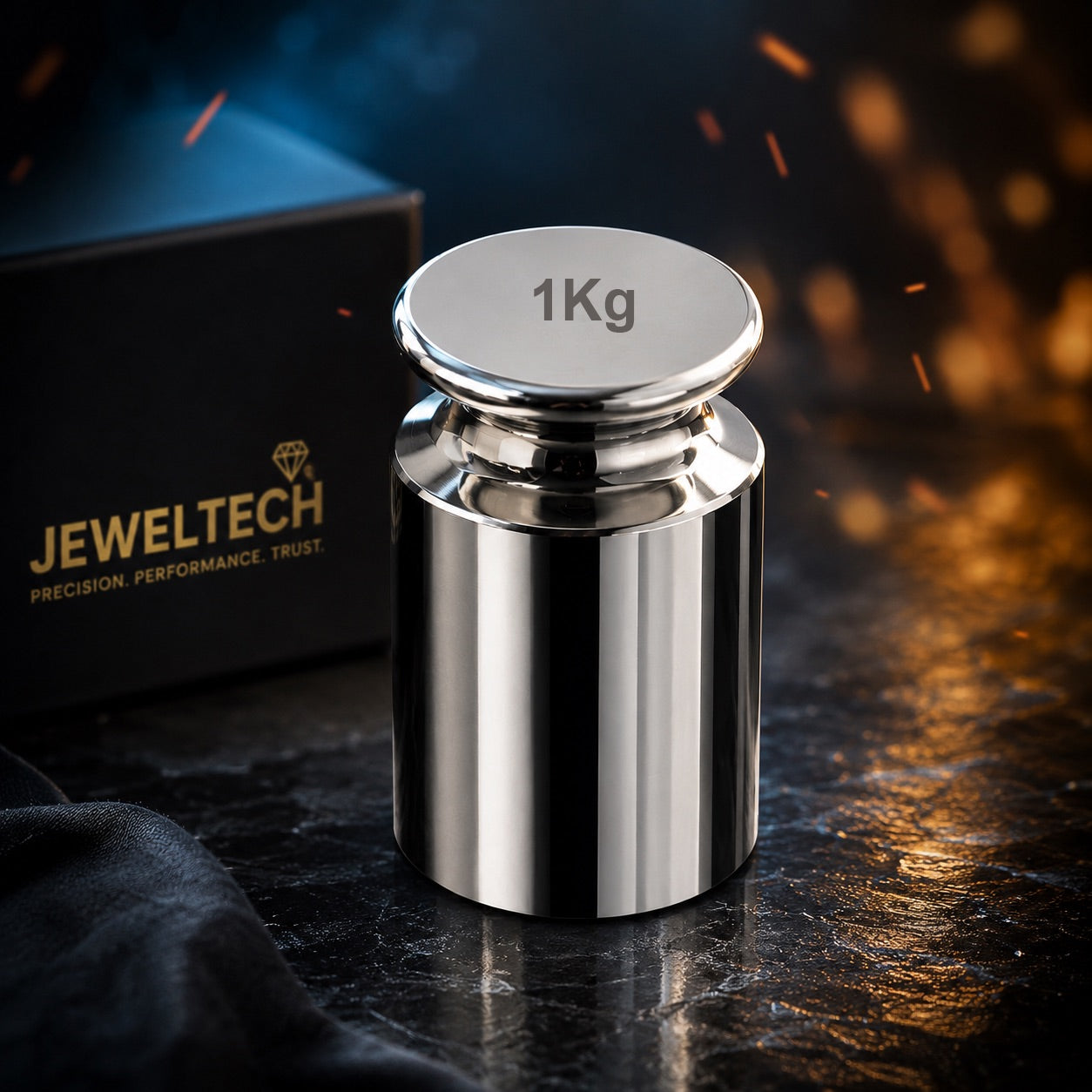 JewelTech 1Kg Stainless Steel Calibration Weight | Class F1 OIML R111 | Mirror Polished | Non-Magnetic | 1000Gm Standard Weight for Lab, Industrial & Commercial Weighing Scales