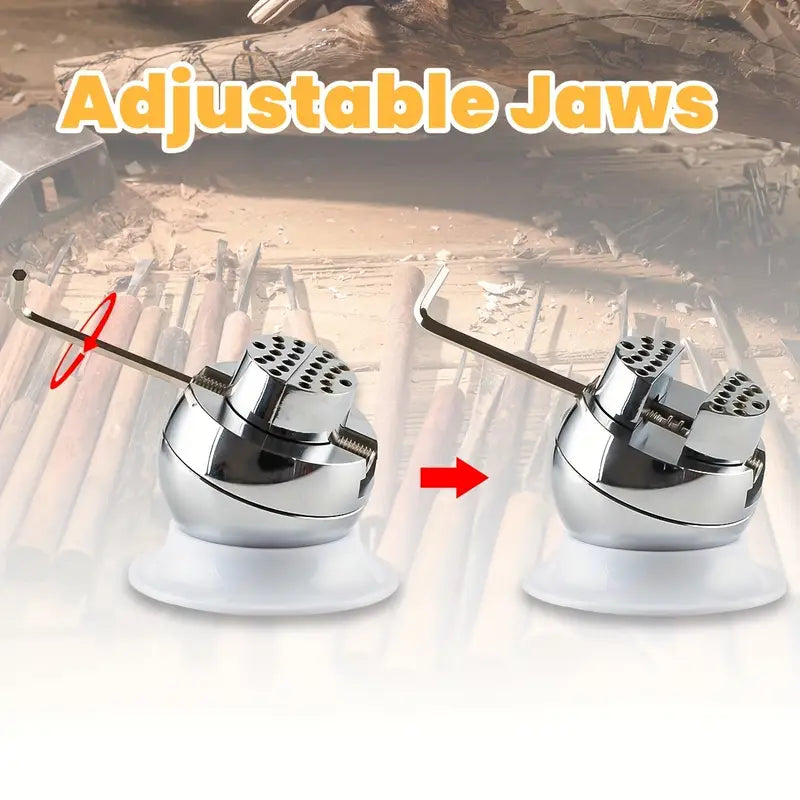 Jewelry engraving block with adjustable jaws open and close view