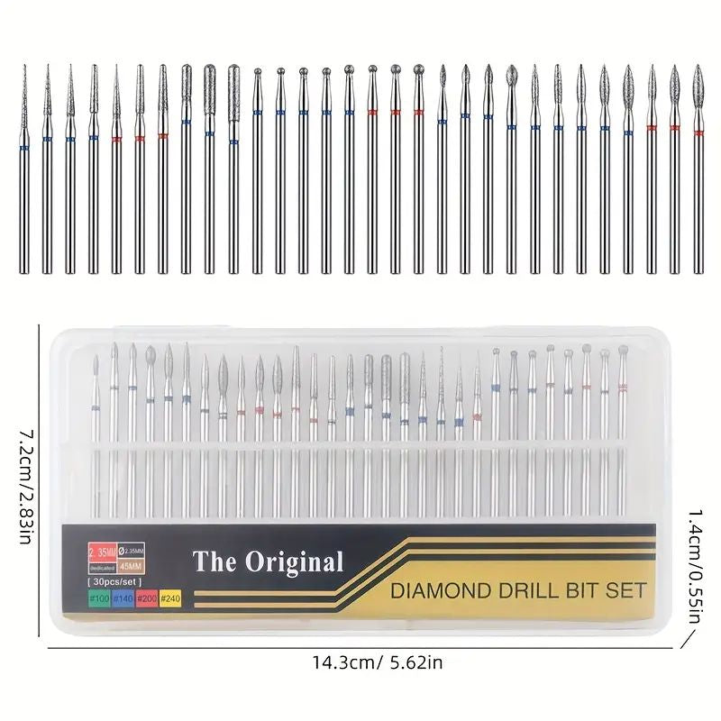 Jeweltech 30pcs Diamond Burr Cutter Set – 2.35mm Shank Rotary Bits for Jewelry Engraving, Polishing & Carving