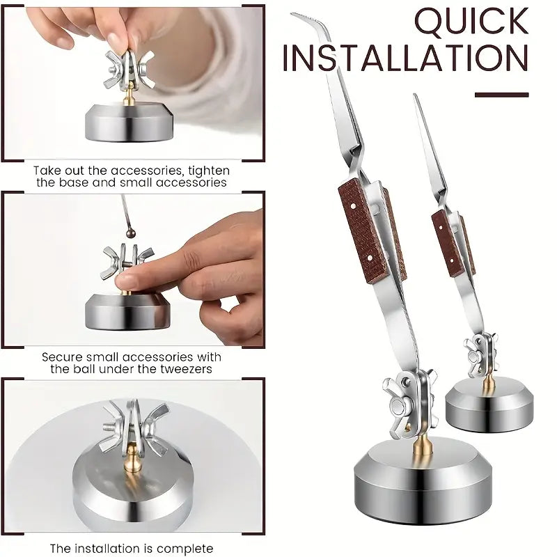 Jeweltech Third Hand Soldering Tweezers with Base Set