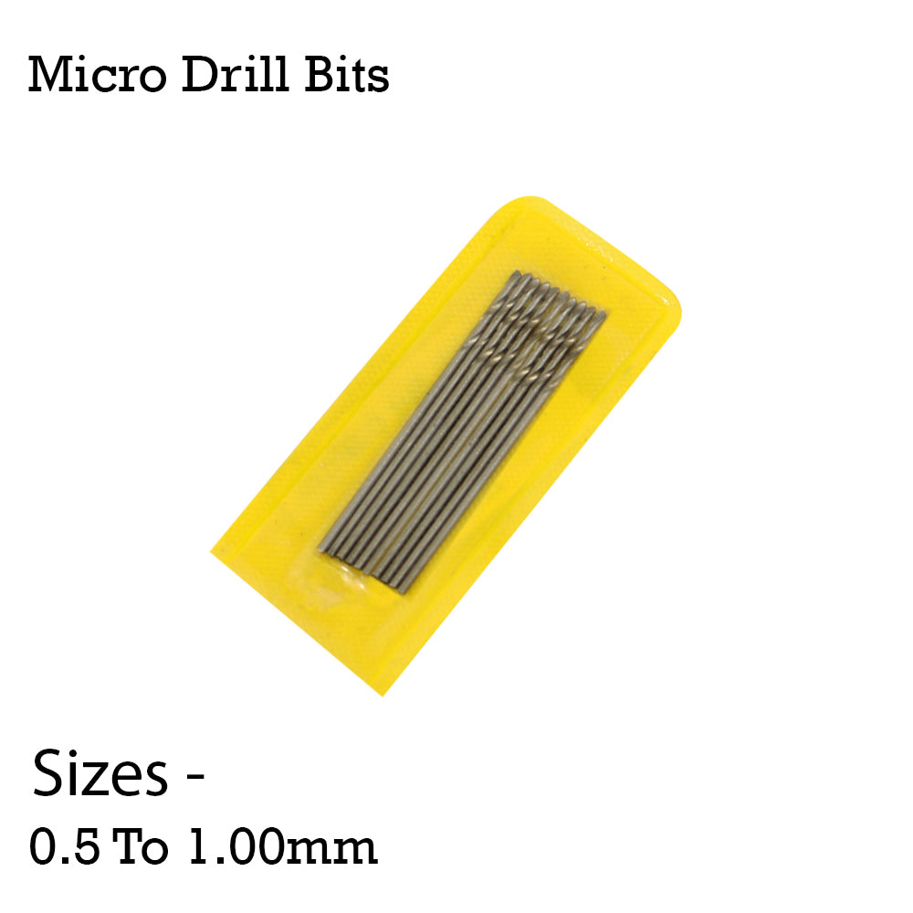 HSS Drill Bits 10 Pcs Pack – 0.5mm to 1mm Size for Jewelry and Precision Metal Drilling

