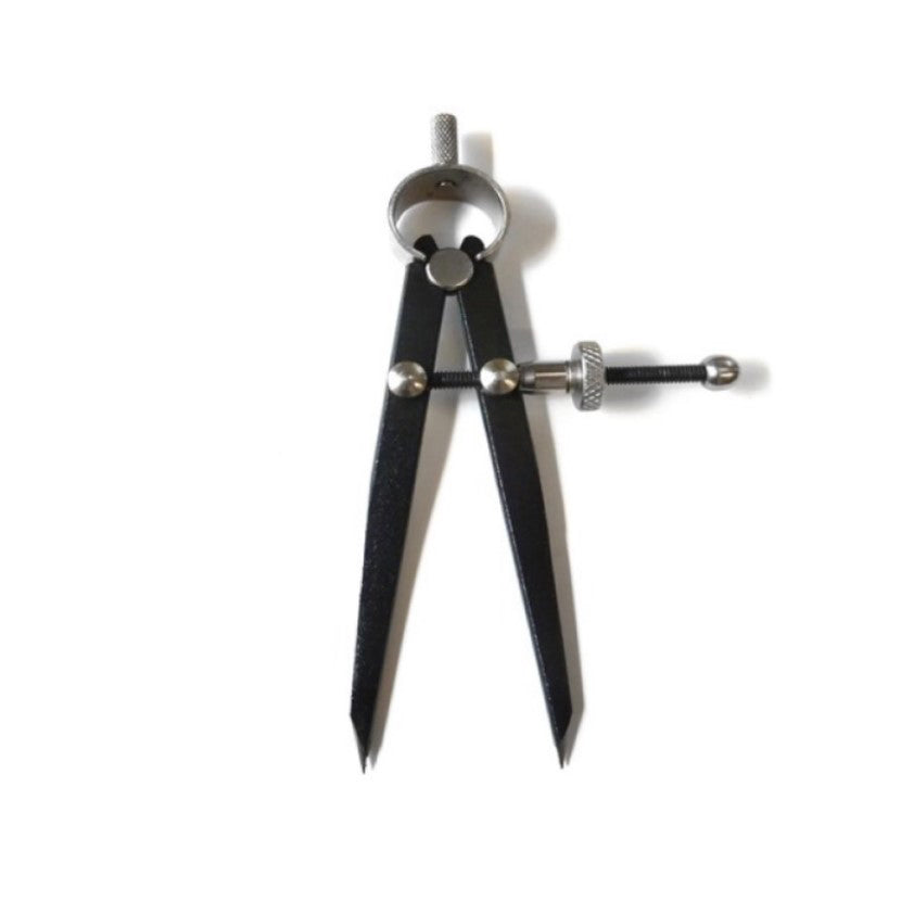 Carbide tip divider compass with adjustable screw, ideal for layout work in jewelry and metal design