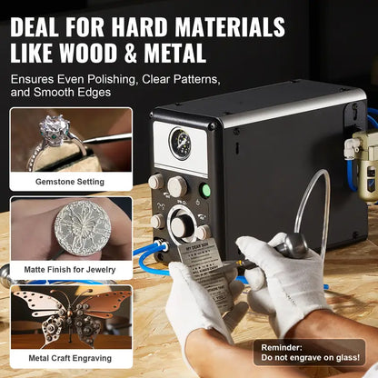 Jewelry engraving machine showing gemstone setting and metal carving