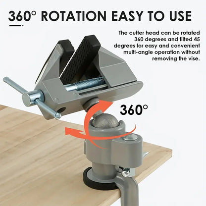 Vise with 360-degree rotation feature on a white background