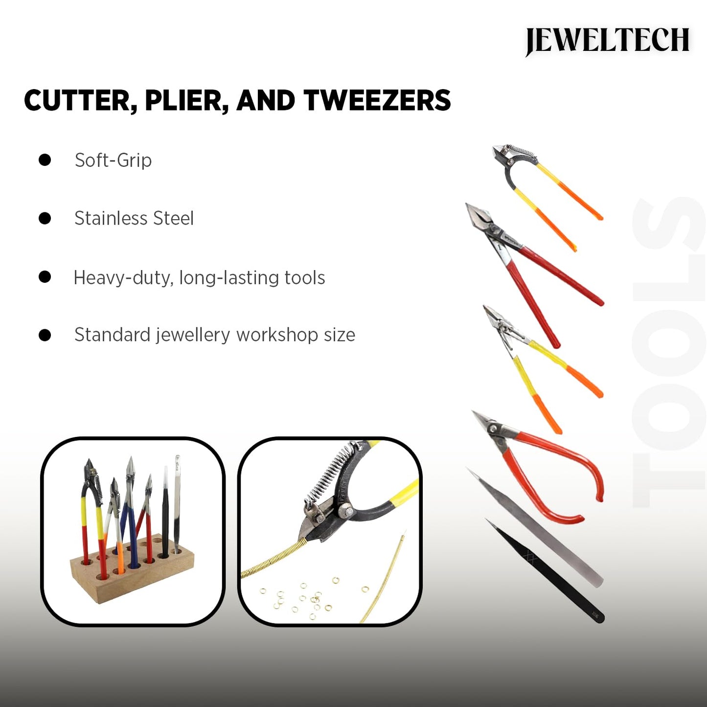 JEWELTECH 6-Piece Set - Cutter, Plier, and Tweezers for Goldsmithing and Versatile Applications, Infused with Vibrant Multi Colors