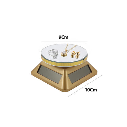 JEWELTECH Solar Powered 360° Rotating Display Stand for Jewellery | 9cm Mirror Turntable