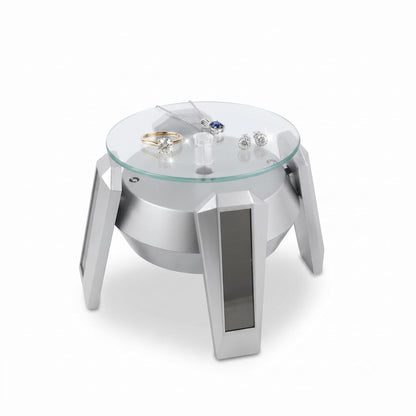 Solar Powered 360° Rotating Display Stand with Glass Turntable for Jewellery, Watches & More