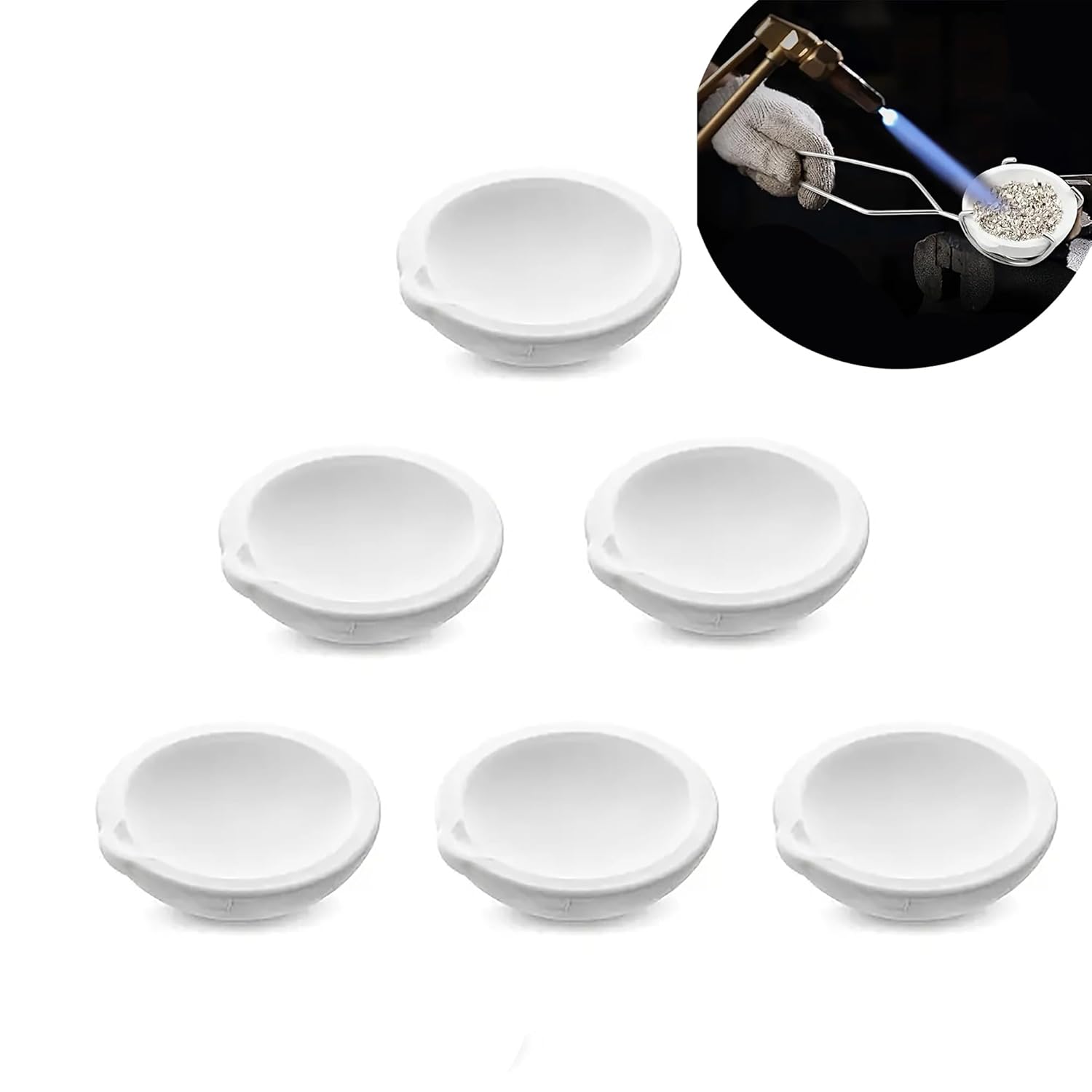 Jeweltech Ceramic Crucible Bowl Set for Gold & Silver Melting