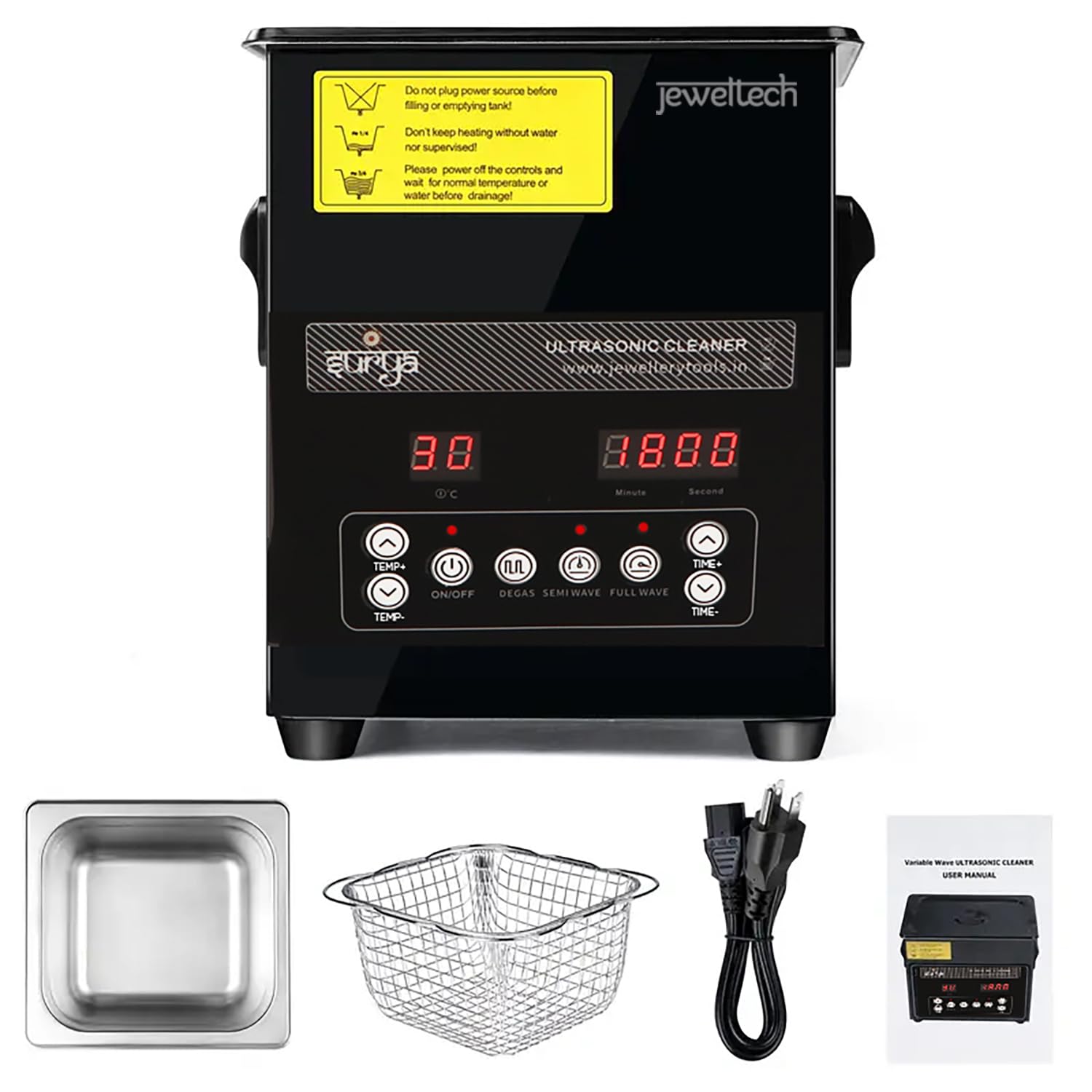 Ultrasonic Cleaning Machine with 60W Power, 360° Cleaning, and Timer Control
