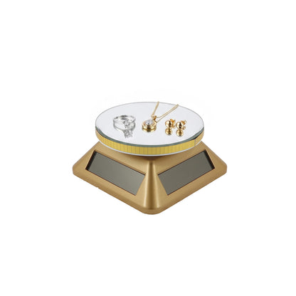 JEWELTECH Solar Powered 360° Rotating Display Stand for Jewellery | 9cm Mirror Turntable