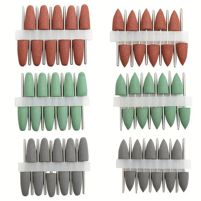 Set of 36 silicone rubber polishing heads in red, green, and grey for rotary tools