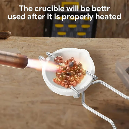 High heat resistant ceramic bowl with torch flame for gold melting