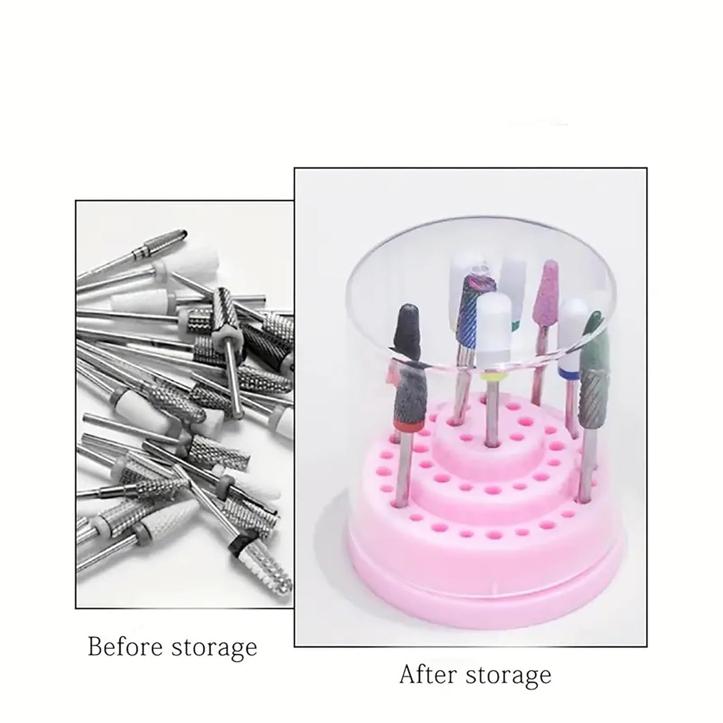 Multi-color Nail Drill Bit Holders with Transparent Lids