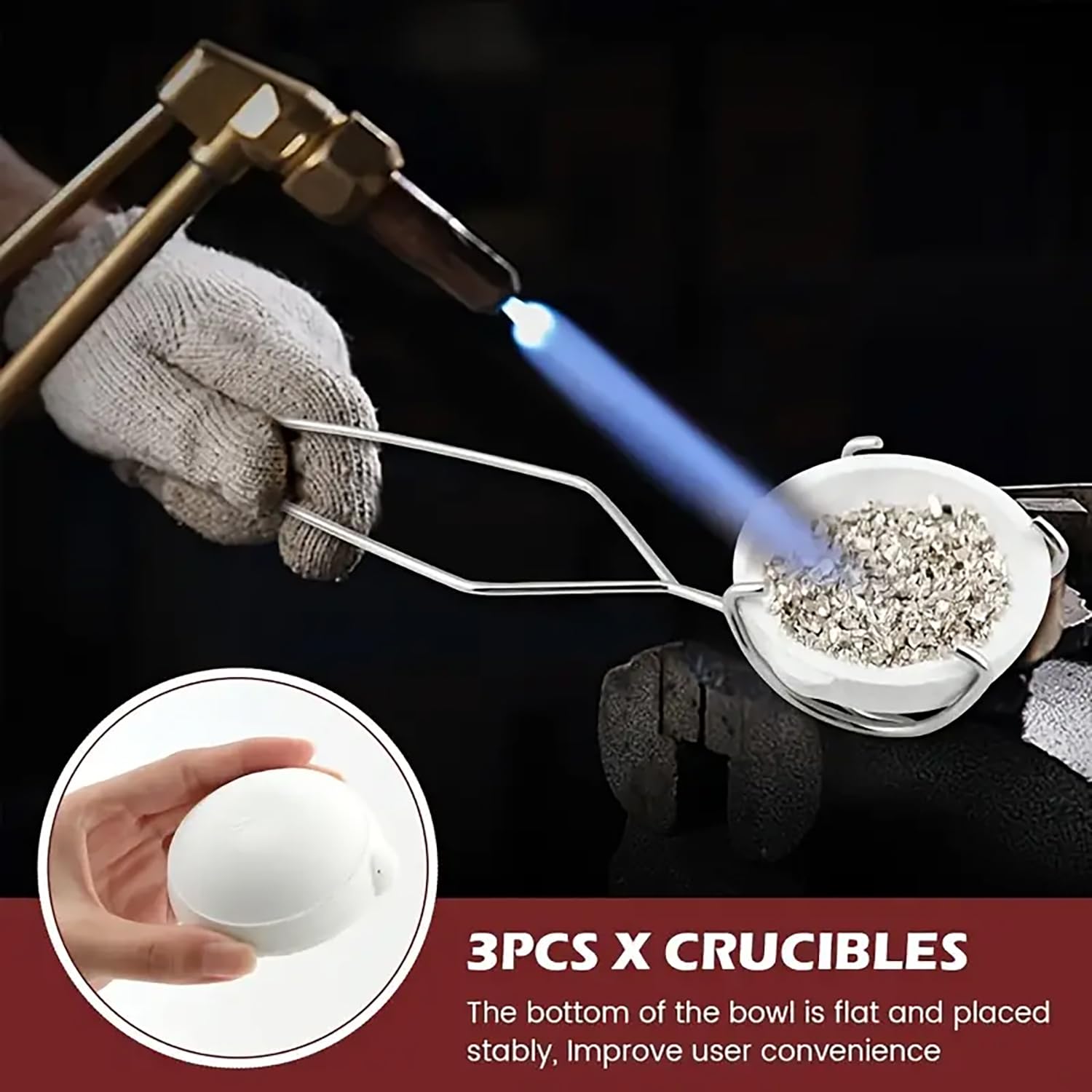 Jeweltech Crucible with Tongs for High-Temperature Metal Melting